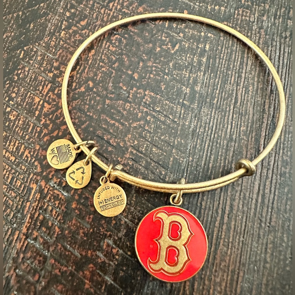 Alex and Ani Matte Gold MLB Boston Red Sox Charm Bangle Bracelet